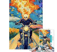 Puzzle da 1000 pezzi per ragazzi con tema Ghost Rider e motocicletta Gioco pratico per adulti taglio di precisione divertente attività da fare a casa (dimensioni 38x52cm)