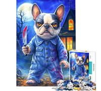 Puzzle da 1000 pezzi per ragazzi con tema Halloween cane e Michael Myers Gioco educativo di analisi e logica decorazione da parete per ragazzi dai 14 anni in su (50x75cm)