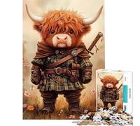 Puzzle da 1000 pezzi per ragazzi con tema Highland Cow Warrior gioco pratico e coinvolgente per sviluppare la pazienza sfida impegnativa (dimensioni 38x26cm)
