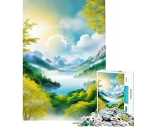 Puzzle da 1000 pezzi per ragazzi con tema montagna nebbiosa e lago ideale per divertirsi a casa migliorare la memoria e giocare in famiglia Adatto a partire dai 14 anni 38x52cm