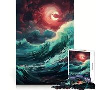 Puzzle da 1000 pezzi per ragazzi con tema oceano,luna e cielo,ideale per l'allenamento intelligente,il tempo libero e la fuga dalla realtà,con taglio perfetto,perfetto come regalo di Natale (38x52cm)