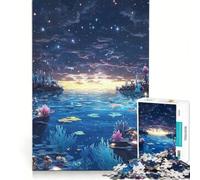 Puzzle da 1000 pezzi per ragazzi, con tema spiaggia oceanica fantasy e formazioni coralline sotto un cielo stellato, gioco educativo, difficile, regalo di compleanno, regalo di viaggio 38x26cm