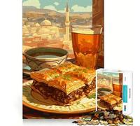 Puzzle da 1000 pezzi per ragazzi con tema tè Baklava e paesaggio urbano turco Gioco divertente e stimolante,ideale per momenti di svago e per decorare la testa durante il periodo natalizio