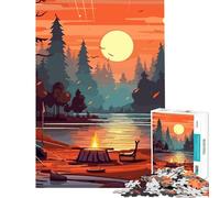 Puzzle da 1000 pezzi per ragazzi con tema "Una bellissima notte in campeggio" gioco educativo e stimolante ideale come regalo di compleanno (dimensioni 38x26cm)