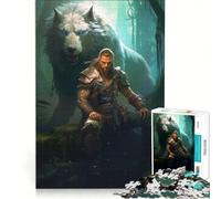 Puzzle da 1000 pezzi per ragazzi con tema vichingo dio Thor Odino e lupo giocattolo fai-da-te antistress intellettuale adatto come decorazione da scrivania 50x75cm