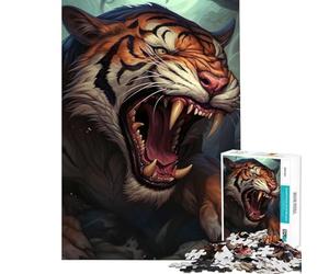 Puzzle da 1000 pezzi per ragazzi con tema zombie e tigre gioco intellettuale educativo antistress e regalo di compleanno (dimensioni 38x52cm)