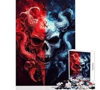 Puzzle da 1000 pezzi per ragazzi con teschio di fuoco e ghiaccio gioco rilassante per tutta la famiglia giocattolo decorativo per la casa ideale come regalo per tutta la famiglia (50x75cm)