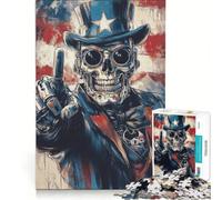 Puzzle da 1000 pezzi per ragazzi con teschio di Zio Sam gioco rilassante analisi e logica per migliorare l'amore tra le coppie 38x26cm
