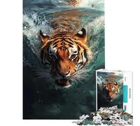 Puzzle da 1000 pezzi per ragazzi con tigre che nuota sott'acqua ideale per compleanni Natale e divertimento in famiglia Giocattolo educativo adatto a persone dai 14 anni in su (38x26cm)
