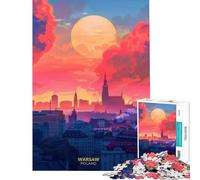 Puzzle da 1000 pezzi per ragazzi con tramonto a Varsavia Polonia gioco educativo e stimolante ideale come regalo di compleanno (dimensioni 75x50cm)
