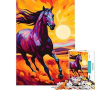 Puzzle da 1000 pezzi per ragazzi con tramonto cavallo sprinter giocattolo educativo per l'apprendimento e il miglioramento della memoria regalo di compleanno (dimensioni 50x75cm)