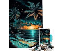 Puzzle da 1000 pezzi per ragazzi con tramonto tropicale e spiaggia da grattare e disegnare con i pastelli Gioco pratico per adulti attività divertenti di taglio di precisione da fare a casa (38x52cm)