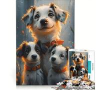 Puzzle da 1000 pezzi per ragazzi con tre adorabili cuccioli gioco educativo allena la mente e la mano collezione d'artista belle arti 50x75cm