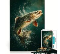 Puzzle da 1000 pezzi per ragazzi con trota di torrente che salta,disegno finemente ritagliato,gioco di concentrazione,regalo per momenti di pace,regalo di Natale per il tempo libero (38x52cm)