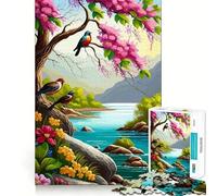 Puzzle da 1000 pezzi per ragazzi con uccelli e fiori lungo il fiume,facile da assemblare,divertente per stimolare la mente,gioco casual,ideale per il tempo libero e come regalo per le festività