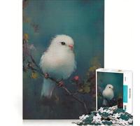 Puzzle da 1000 pezzi per ragazzi con uccellino bianco su un ramo gioco pratico assemblaggio di modelli compleanno e Natale 50x75cm