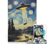 Puzzle da 1000 pezzi per ragazzi con UFO sopra una notte stellata gioco rilassante attività divertenti da fare a casa ottimo regalo per gli appassionati di videogiochi 50x75cm