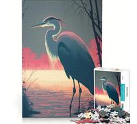 Puzzle da 1000 pezzi per ragazzi con un bellissimo airone, ideale per rilassarsi e divertirsi a casa, perfetto come regalo di compleanno 38x52cm