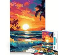 Puzzle da 1000 pezzi per ragazzi,con un bellissimo paesaggio di spiaggia e tramonto,ritagli precisi,puzzle di logica e gioco per il tempo libero,regalo di Natale rilassante (38x26cm)
