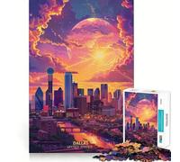 Puzzle da 1000 pezzi per ragazzi con un bellissimo tramonto a Dallas Gioco di squadra perfetto,stimolante per lo sviluppo cognitivo,ideale come o attività rilassante e divertente per il compleanno