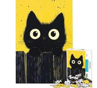 Puzzle da 1000 pezzi per ragazzi con un curioso gatto nero gioco educativo e rompicapo ideale come regalo di Babbo Natale segreto (dimensioni 38x52cm)