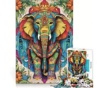Puzzle da 1000 pezzi per ragazzi con un elefante colorato e unico, gioco interattivo, migliora la memoria, regalo originale per compleanno e Natale 38x26cm