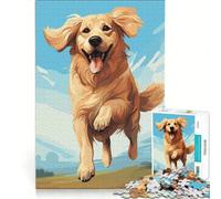 Puzzle da 1000 pezzi per ragazzi con un felice golden retriever, gioco educativo, divertente antistress, regalo di Natale o compleanno 38x26cm