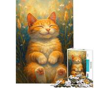 Puzzle da 1000 pezzi per ragazzi con un gatto felice in un campo attività divertenti da dipingere a casa giocattolo per migliorare la memoria decorazione da parete per ragazzi dai 14 anni in su