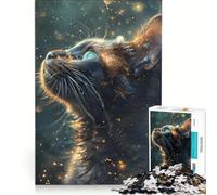 Puzzle da 1000 pezzi per ragazzi con un gatto in cerca di qualcosa, gioco pratico, per divertimento in famiglia, adatto come decorazione da scrivania 50x75cm
