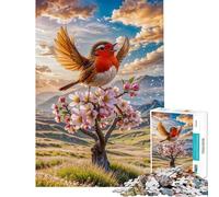 Puzzle da 1000 pezzi per ragazzi con un pettirosso che canta in primavera Puzzle da 1000 pezzi decorazione murale per la casa regalo antistress (75x50cm)