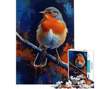 Puzzle da 1000 pezzi per ragazzi con un pettirosso europeo su un ramo giocattolo da dipingere gioco educativo e rilassante per tutta la famiglia ideale come regalo di Babbo Natale segreto (50x75cm)