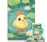 Puzzle da 1000 pezzi per ragazzi con un pulcino carino che nuota in uno stagno, gioco rompicapo, difficile e stimolante, ideale come regalo per tutta la famiglia 38x26cm