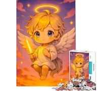 Puzzle da 1000 pezzi per ragazzi con un simpatico angelo con spada nel cielo gioco educativo per tutta la famiglia regalo per compleanni e attività in famiglia (dimensioni 38x52cm)