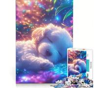 Puzzle da 1000 pezzi per ragazzi con un simpatico barboncino addormentato, gioco rompicapo, difficile e stimolante, ideale come regalo per tutta la famiglia 38x26cm