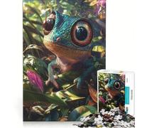 Puzzle da 1000 pezzi per ragazzi con un simpatico camaleonte nella giungla, gioco rompicapo, difficile e stimolante, ideale come regalo per tutta la famiglia 38x52cm