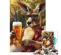 Puzzle da 1000 pezzi per ragazzi con un simpatico canguro e una birra Attività divertenti da fare a casa migliora la memoria giochi per tutta la famiglia Adatto a partire dai 14 anni (38x26cm)