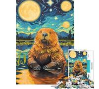 Puzzle da 1000 pezzi per ragazzi con un simpatico castoro e una notte stellata ideale per attività divertenti da fare in casa o in famiglia Giochi adatti a partire dai 14 anni (38x52cm)