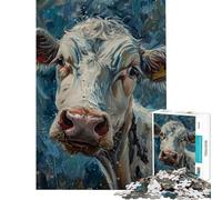 Puzzle da 1000 pezzi per ragazzi con un simpatico dipinto ad olio di una mucca Puzzle per adulti antistress decorazione perfetta e divertimento per la casa (dimensioni 50x75cm)