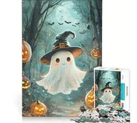 Puzzle da 1000 pezzi per ragazzi con un simpatico fantasma di Halloween nella foresta, gioco rompicapo, difficile e stimolante, ideale come regalo per tutta la famiglia 50x75cm