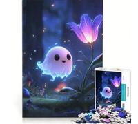 Puzzle da 1000 pezzi per ragazzi, con un simpatico fantasma e un fiore nella foresta, gioco rilassante, sfida impegnativa, collezione d'artista, belle arti 38x52cm