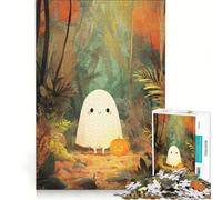 Puzzle da 1000 pezzi per ragazzi con un simpatico fantasma e una zucca nella foresta, gioco rompicapo, difficile e stimolante, ideale come regalo per tutta la famiglia 38x26cm