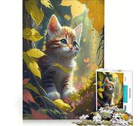 Puzzle da 1000 pezzi per ragazzi con un simpatico gattino in giardino, gioco rilassante, sfida impegnativa, collezione d'artista, belle arti 38x52cm