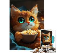 Puzzle da 1000 pezzi per ragazzi con un simpatico gatto che guarda un film Attività divertenti da fare a casa Decorazione perfetta Gioco rompicapo adatto a partire dai 14 anni (38x26cm)