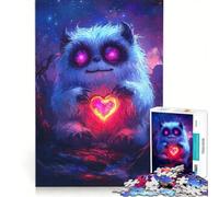 Puzzle da 1000 pezzi per ragazzi con un simpatico mostro che tiene in mano un cuore luminoso, giochi rilassanti, attività divertenti da fare a casa, compleanno e Natale 50x75cm
