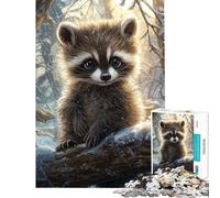 Puzzle da 1000 pezzi per ragazzi con un simpatico procione in inverno Puzzle per adulti gioco pratico e stimolante ideale come regalo per tutta la famiglia (dimensioni 38x52cm)