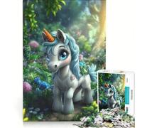 Puzzle da 1000 pezzi per ragazzi con un simpatico unicorno nella foresta, gioco rompicapo, difficile e stimolante, ideale come regalo per tutta la famiglia 38x26cm