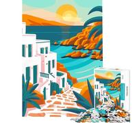 Puzzle da 1000 pezzi per ragazzi con un tranquillo tramonto in Grecia gioco interattivo ed educativo ideale come regalo di Babbo Natale segreto o per passare il tempo durante le vacanze (75x50cm)