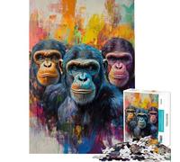 Puzzle da 1000 pezzi per ragazzi con un vivace trio di scimpanzé gioco interattivo e coinvolgente per sviluppare la pazienza ideale come regalo di compleanno o come opera d'arte (dimensioni 38x52cm)