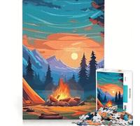 Puzzle da 1000 pezzi per ragazzi con una bellissima notte in campeggio, antistress, stimolante e impegnativo, regalo di Natale o compleanno 38x26cm