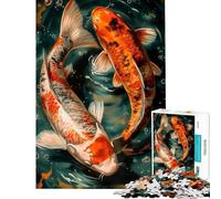 Puzzle da 1000 pezzi per ragazzi con una coppia di carpe koi Gioco divertente decorazione perfetta tutta la famiglia (dimensioni 50x75cm)